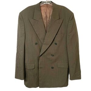 Ungaro Paris Vintage 90’s Olive Double Breasted Wool Blazer Men’s Size 39R